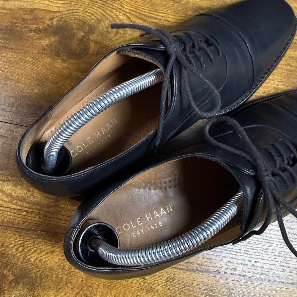 Cole Haan Harrison Grand C21646 Black Leather Cap Toe Oxford Mens 8.5‎ M